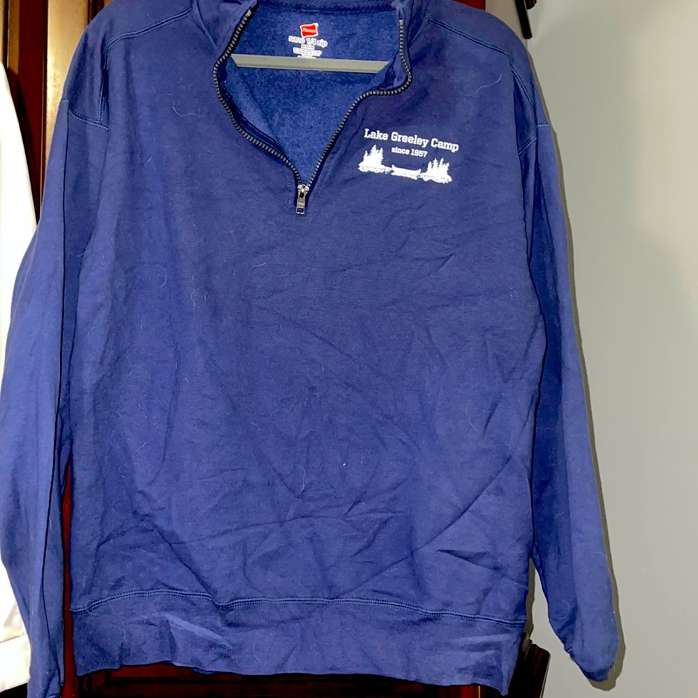 hanes nano 1/4 zip navy blue
